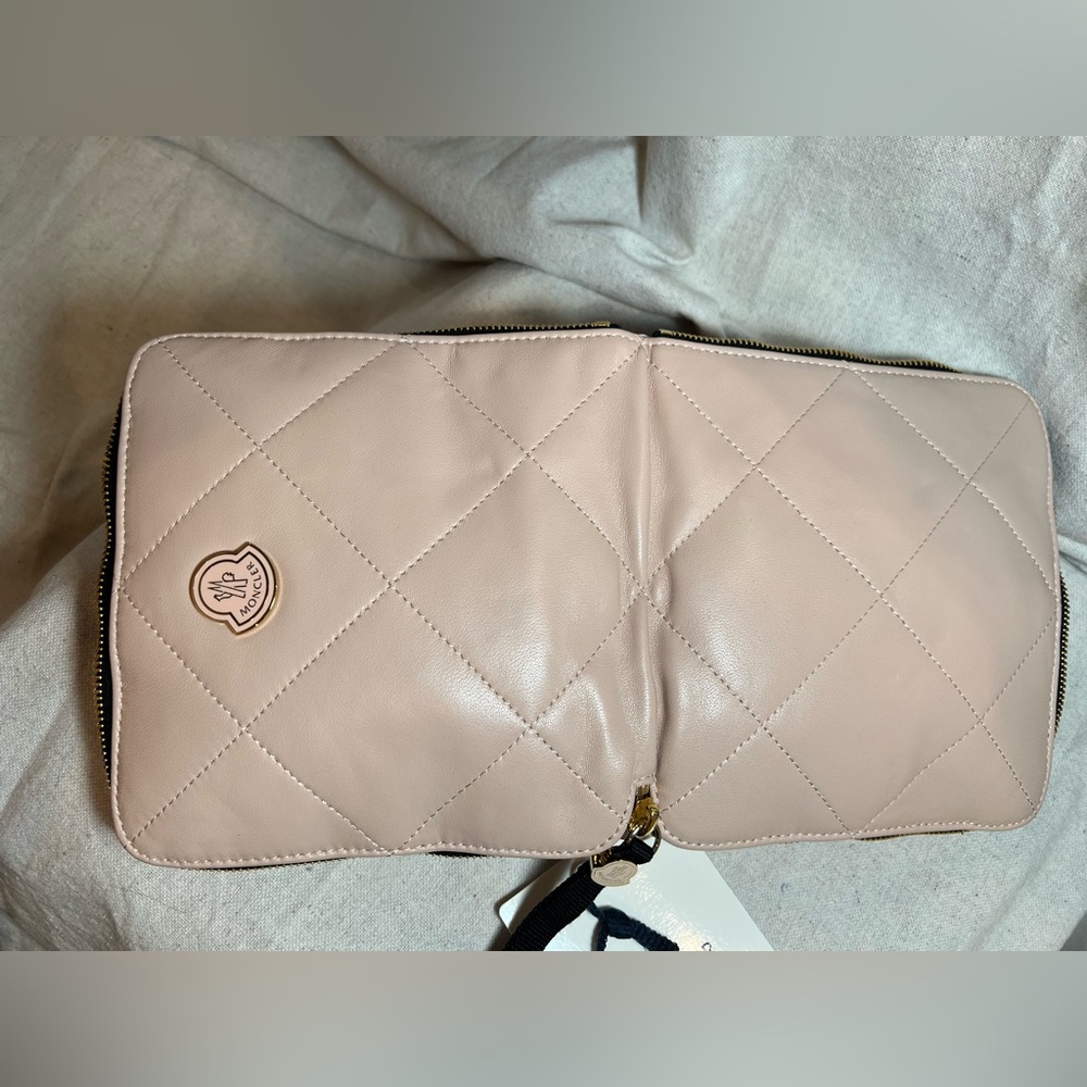 Moncler Leather DOMITILLE Blush Quilted Zip Up Hidden Bag  Mixed Media - Picture 10 of 13